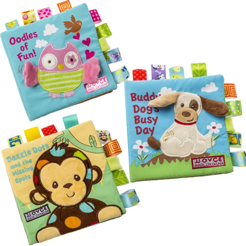 

Мягкие детские игрушки JJOVCE, 8 страниц, Вышитые животные, книги для раннего развития новорожденных, детские игрушки 0-12 месяцев