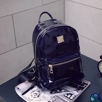 Black Модный голографический рюкзак в стиле хип-хоп, mochilas feminina, женский рюкзак с серебряным лазером, кожаный рюкзак, школьные сумки zaino - Цвет: Black
