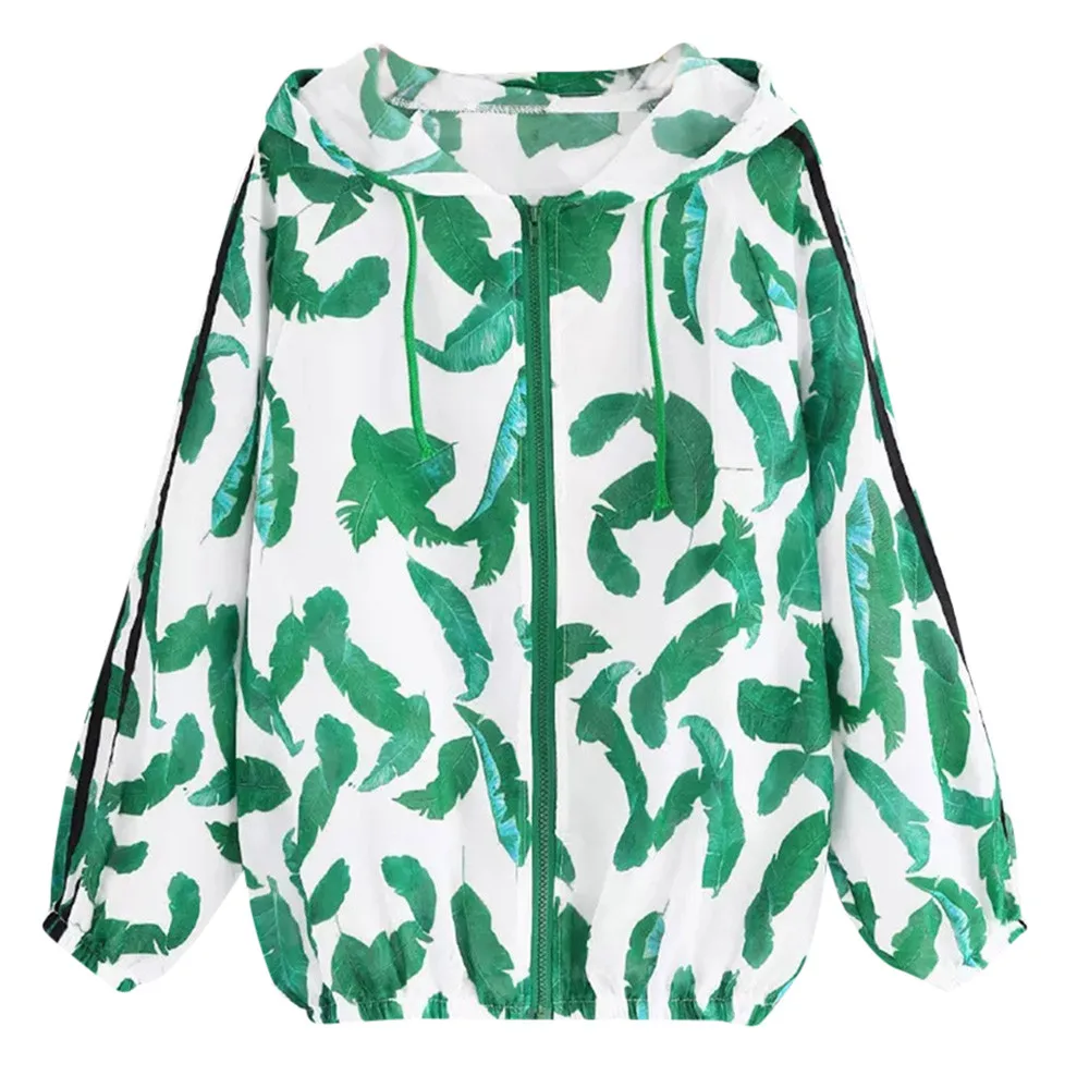 Осень 2019 Женская куртка с длинным рукавом Пальто С Рисунком Листьев свободные