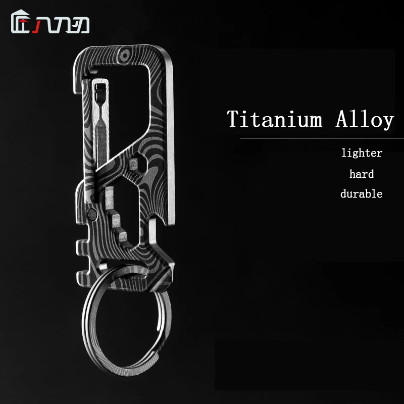 All Titanium EDC Keychain Set Carabiner Quick Release Multi-Function Tool with Bottle Opener Hex Wrench Compact Size Key Holder
