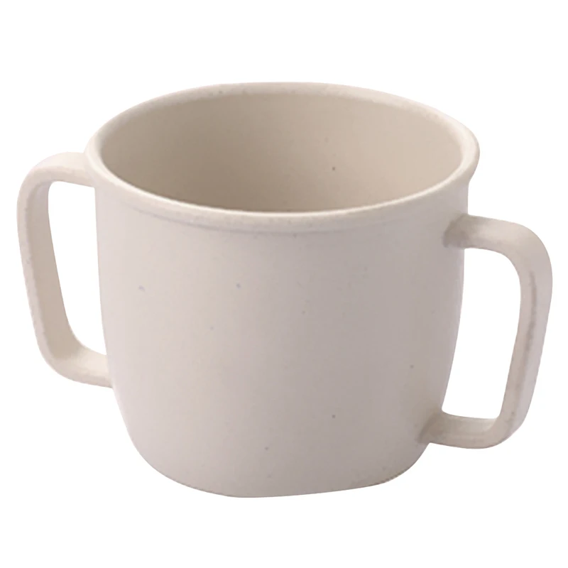 

Children Breakfast Double Handle Eco-Friendly Milk Drink Cup For Baby Wheat Straw Environmental Water Cup