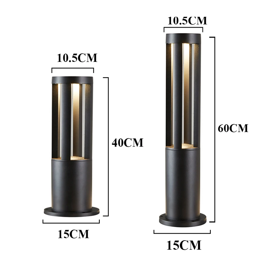 

Beiaidi 40/60CM IP54 Outdoor Garden Lawn Pillar Post Bollard Light Aluminum Metal Rainproof Modern Lawn Landscape Column Lamp