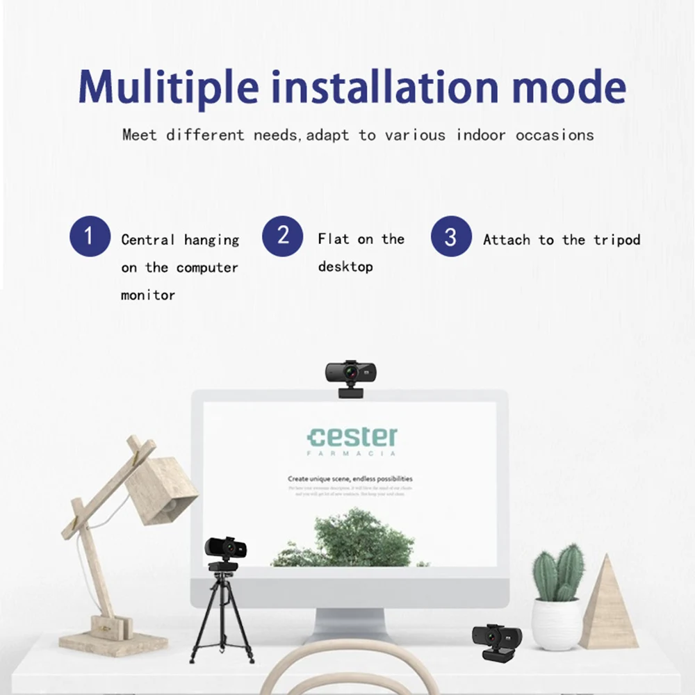 

2K Full HD Mini Web Webcam with Microphone USB PC Laptop Computer Auto Focus Cameras for Computer Video Live Conference Work