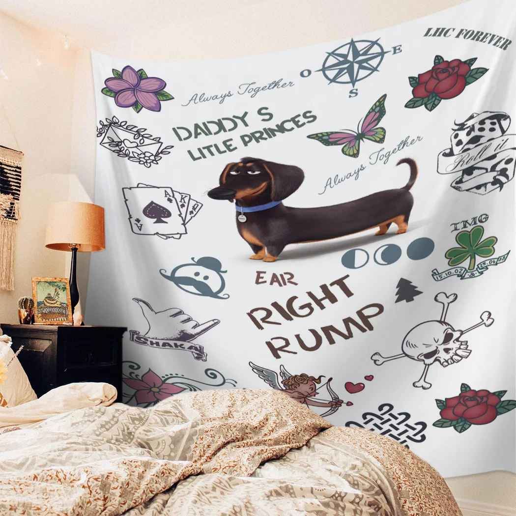 Цветок таксы Любовь Покер компас настенный Декор стены Искусство гобелен