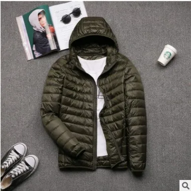Men's Hooded Jackets Light Thin Warm Duck Down Filler Autumn Winter Male Loose Coats Plus Size 4XL 5XL 6XL for Weight:50-145kg