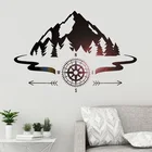 Горы виниловые наклейки на стену деревья лес природа Компас лагерь Кемпинг наклейки росписи украшения стены гостиной украшения 3C49