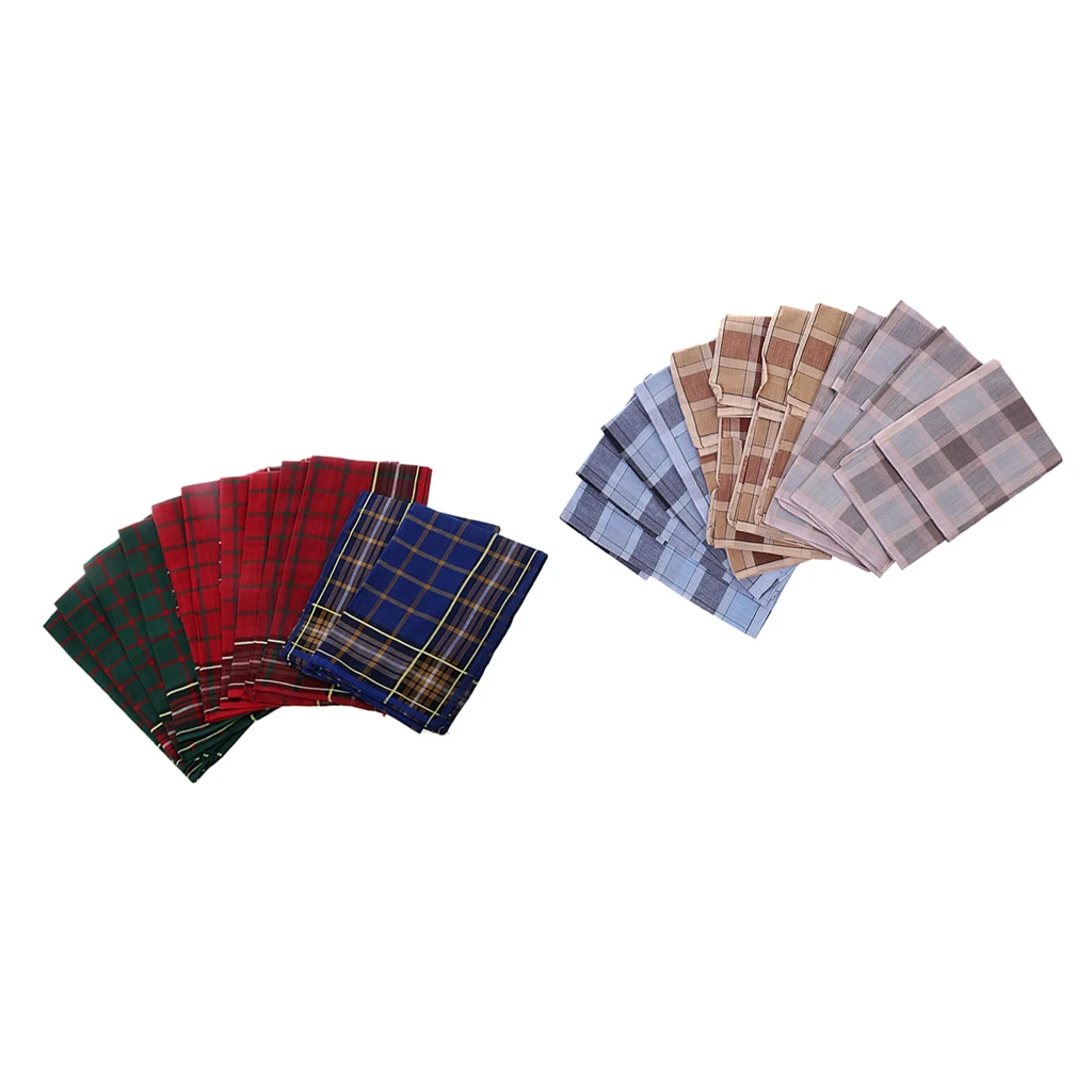 Набор из 24 мужских носовых платков клетчатый Карманный квадратный носовой платок 40х40см от AliExpress WW