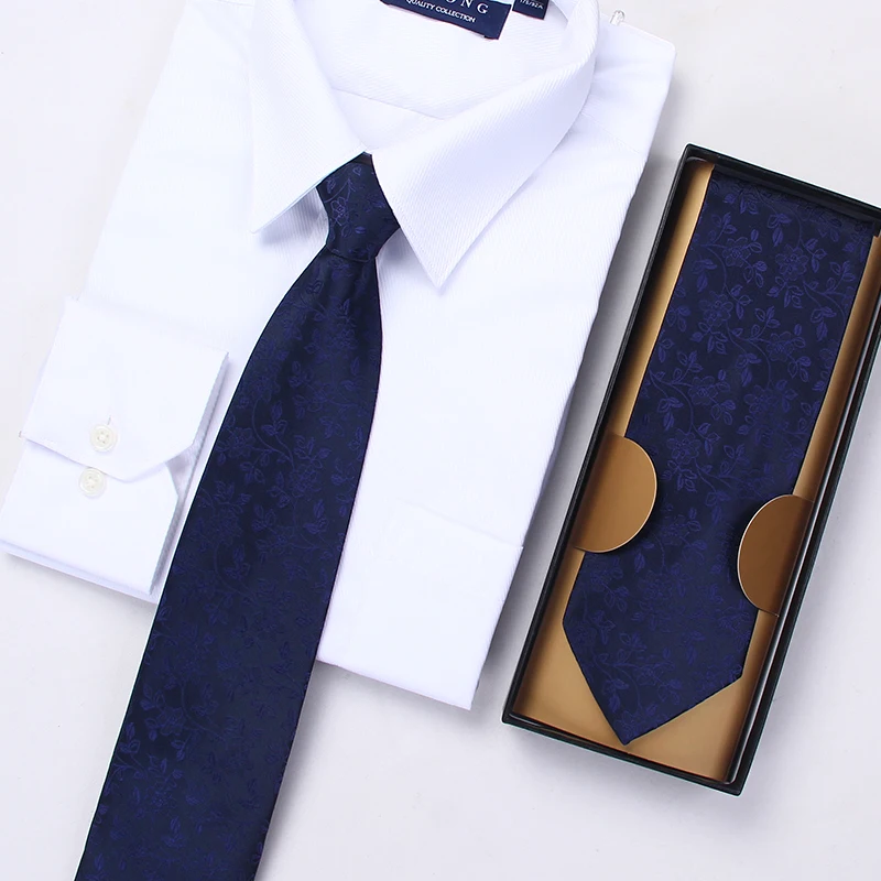 

2019 New Fashion Ties Men Business Hotel Casual Striped Blue 8cm Tie Wedding Formal Ties for men Designers Brand with Gift Box