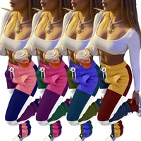 fitness sweatpants woman high waist color block fitness cargo pants casual bottom outfits plus size s xxl activewear workout