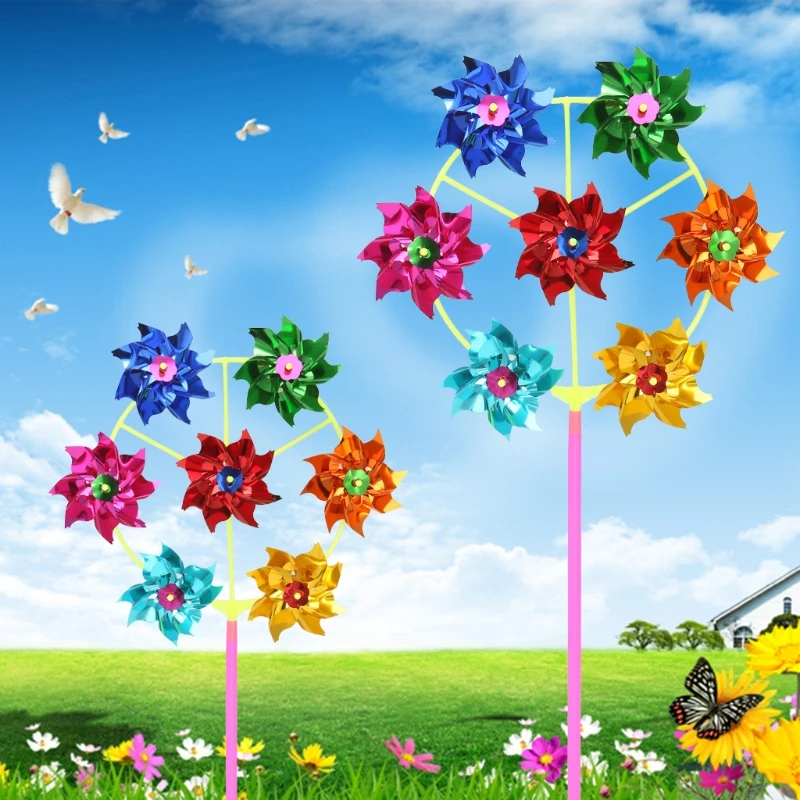 

Colorful DIY Sequins Windmill Wind Spinner Home Garden Yard Decoration Kids Toys