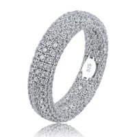 925 silver pave setting synthetic diamond ring luxury personality woman and man engagement wedding ring