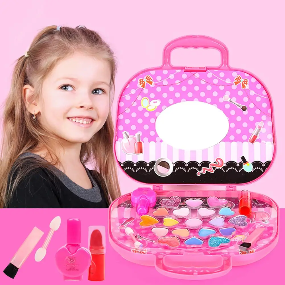 Children's Cosmetics Makeup Box Princess Pretend Play Toys Set Safe Non-toxic Washable Lipstick Nail Polish Girl Gift Toy | Игрушки и