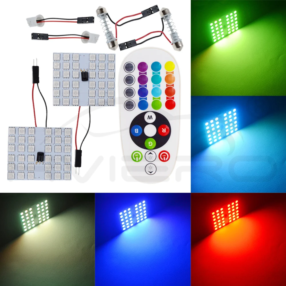 T10 RGB 5050 12SMD Автомобильный светодиодный пульт дистанционного управления Rgb Светодиодная панель для автомобиля интерьер Авто светильник s чтение купол фестон BA9S адаптер DC 12v светильник