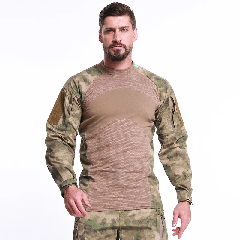 

Мужские летние тактические футболка армейская Airsoft топы, рубашка с длинными рукавами Пейнтбол Охота камуфляж одежда M-2XL FK88