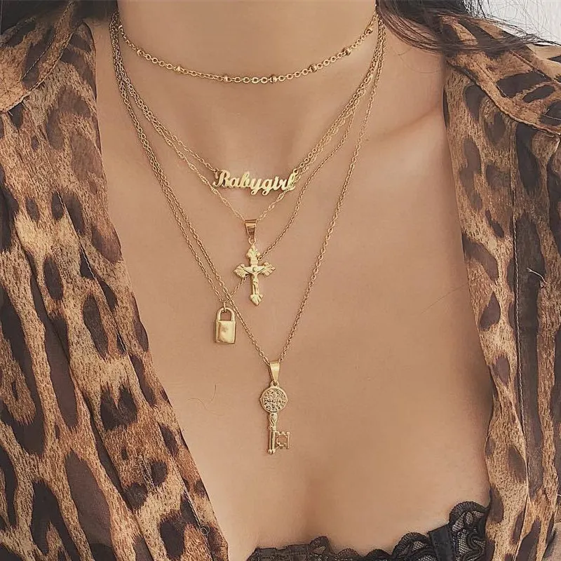 Цепочка Женская многослойная с кулоном в богемном стиле длинное ожерелье