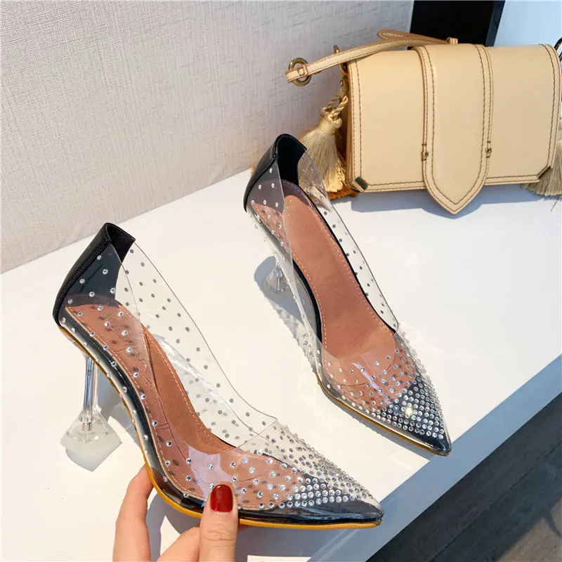 Новая чистая поливинилхлоридная прозрачная женские туфли лодочки из