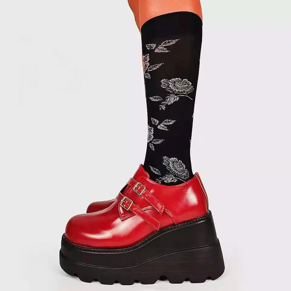 

Dropshipping College Girl Lolita Plus Size 41 42 43 Cosplay Jk Uniform Demonias Women Flats Mary Jane Platform Creepers Goth