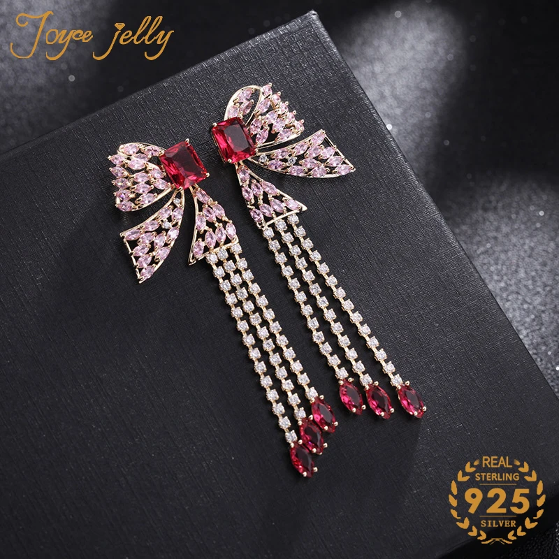 

JoyceJelly Роскошные ювелирные изделия серьги-капли 925 из стерлингового серебра, рубиновое с драгоценными камнями серьги в форме бабочки для жен...