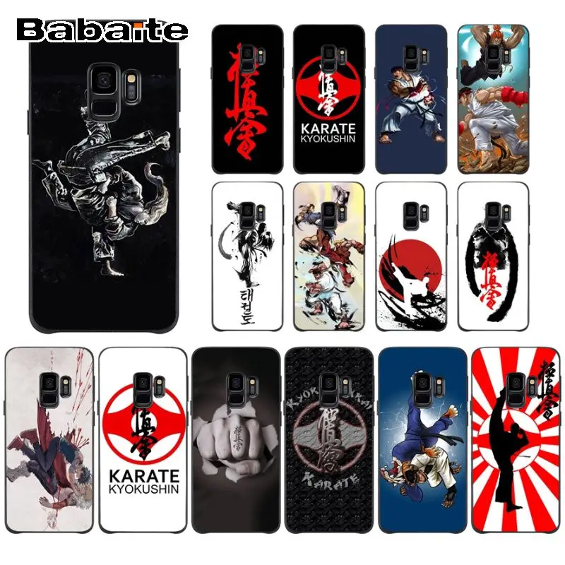 Умный чехол Kyokushin с символом карате черный мягкий для телефона Samsung Galaxy s10 s10plus s6 s9