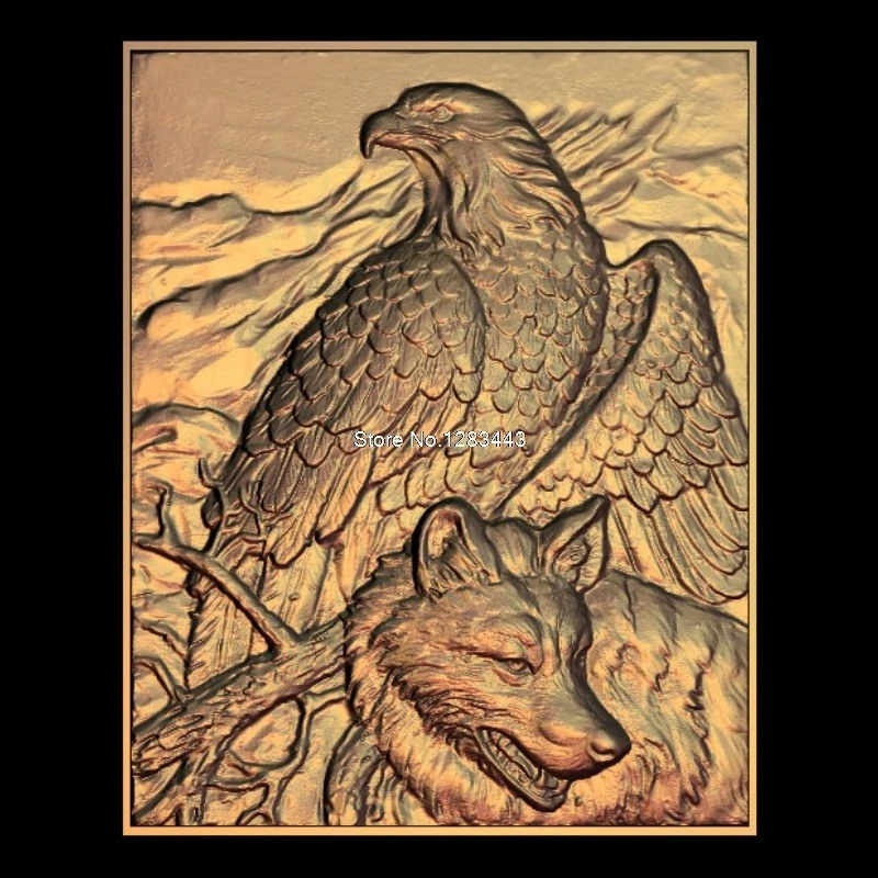 4pcs Panno_eagle_wolf 3d model STL relief for cnc format Animal Relief Model Router Engraver ArtCam | Инструменты
