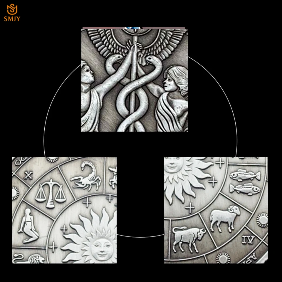 5 шт./партия 2019 евро Современная 12 Созвездие 33 мм античная бронза Gemini Астрология