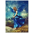 Алмазная 5D картина с голубым ангелом, полноразмерная вышивка сделай сам, квадратные и круглые камни, мозаика из страз, подарок для девочек, P204