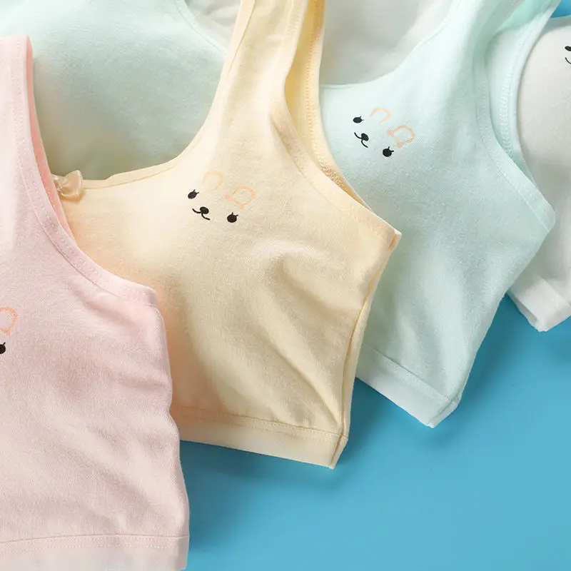 

1Pc/lot Cotton Girl Underwear Bra Without Rim Development Bra Adolescent Chest Vest Kids Children Cotton Underwear Vest Top