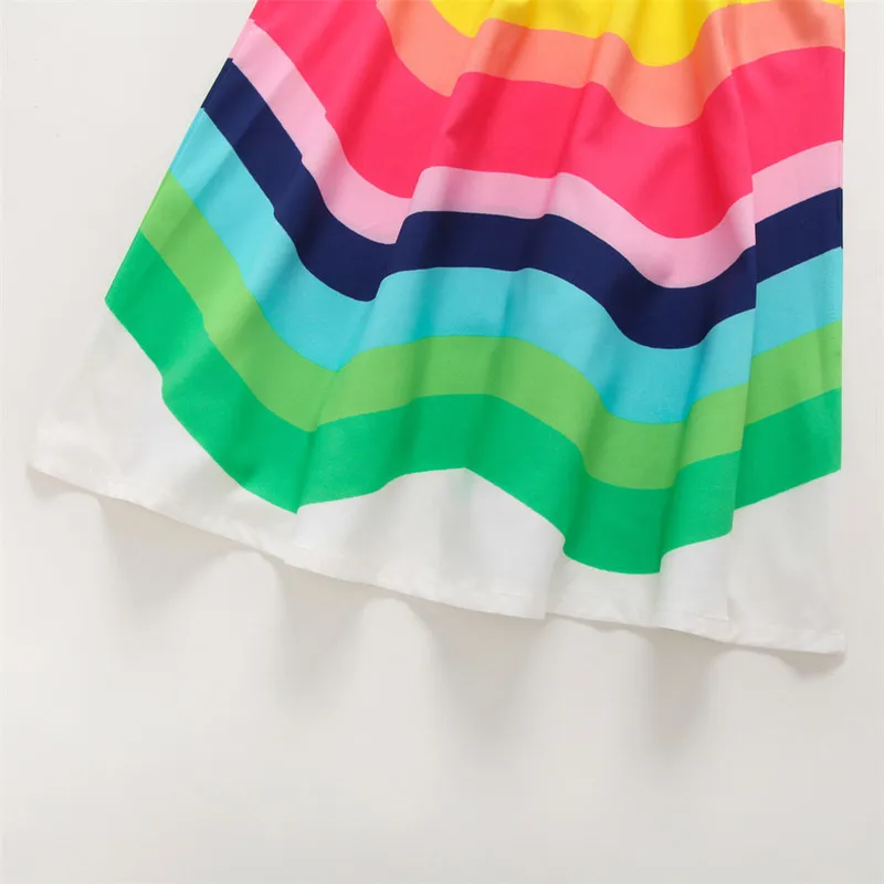 1-7 Years Girls Summer Dresses Clothing Kids Cotton Sleeveless Dress 2019 Rainbow Printed Princess Children Sling Outfits | Детская