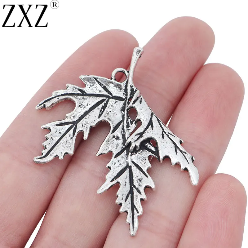 

ZXZ 10pcs Maple Leaves Tree Leaf Charms Pendants for Necklace Jewelry Making Findings 51x42mm