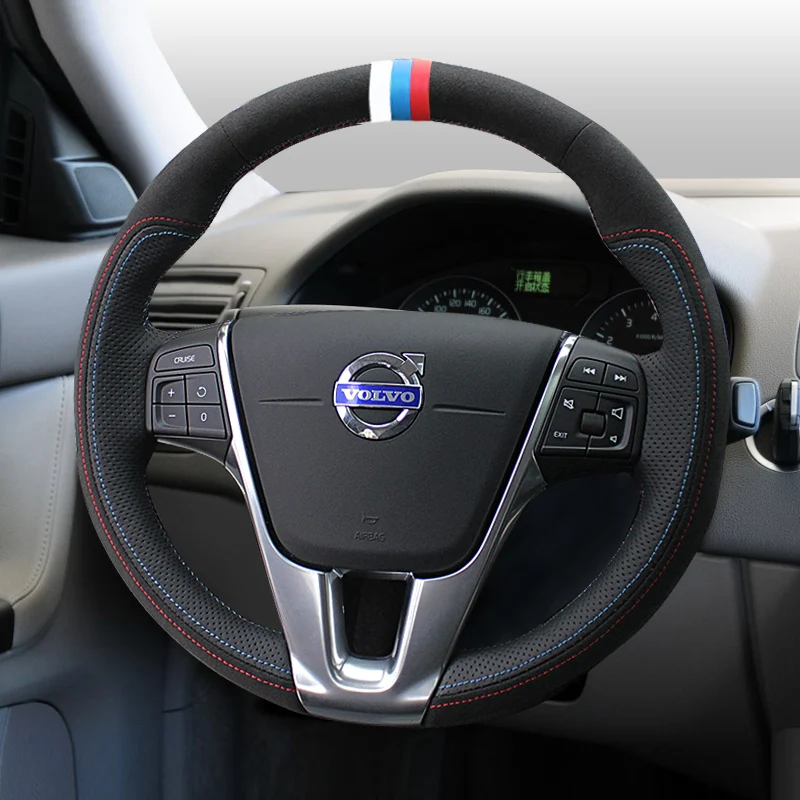 

For Volvo XC60 s60l / XC90 / V40 / V60 S80L DIY custom leather car interior steering wheel cover car accessories