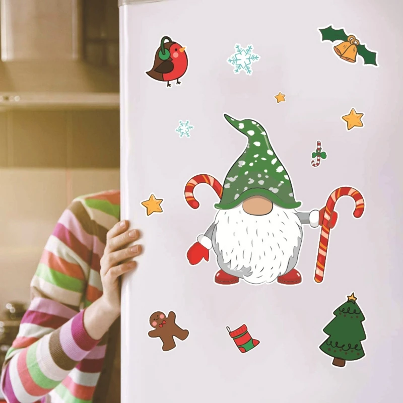 

Christmas Gnome Window Clings Holiday Decorations Fridge magnet Christmas Wall Sticker Window Decals Home Decorations