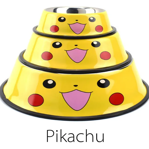 Pikachu Миска из нержавеющей стали для домашних животных, собак, милый мультяшный контейнер для еды для путешествий, для кошек, для уличной питьевой воды, блюдо для питья, посуда Suluk - Цвет: Pikachu