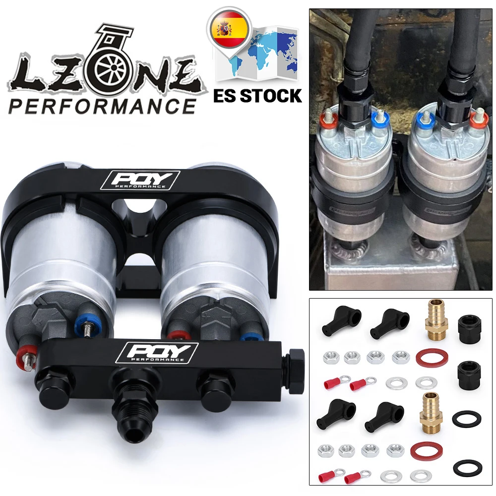 

LZONE - One piece Double hole fuel pump bracket with PQY logo + Two pieces 044 fuel pump 300LPH JR-LD2642+FPB044