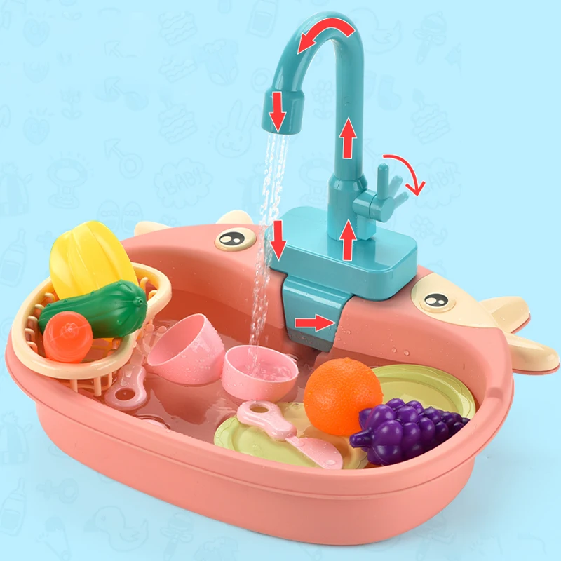 

Kids Kitchen Toys Simulation Electric Dishwasher Pretend Play Mini Kitchen Food Educational Summer Toys Role Playing Girls Toys