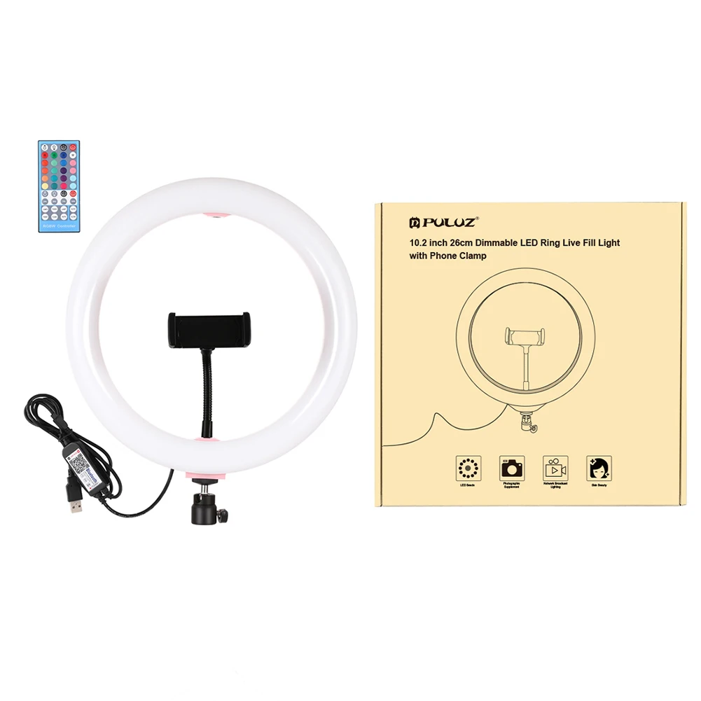 

Selfie Ring Light 360-Degree Rotatable Ball Head Stabilizer Dimmable USB Ring Light For Photography Streaming Remote Control