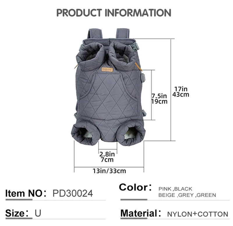 

Winter Pet Dog Backpack Thicken Warm Cat Backpack Hands Free Portable Travel Dog Carrier for Small Dogs Windproof Safety Pet Bag