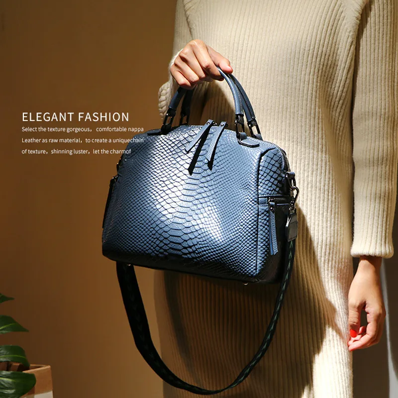 Дизайнерская женская сумка из коровьей кожи с узором под крокодила Элегантная