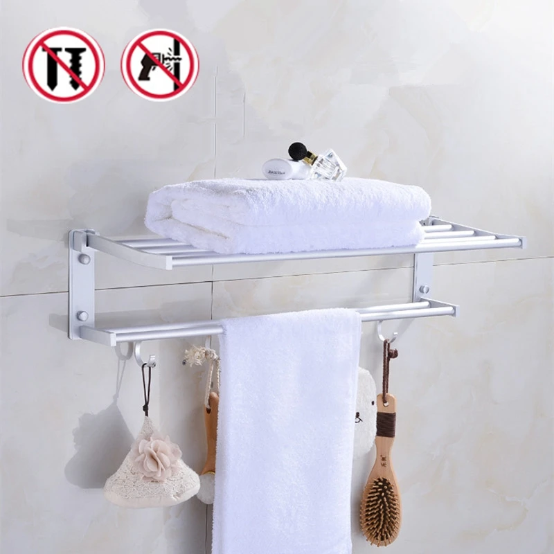Вешалка для полотенец в ванную комнату настенная без сверления пространственного алюминия.