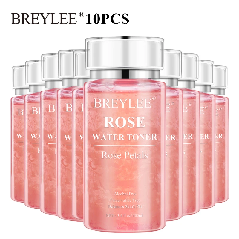 BREYLEE Rose Water Facial Toner Hyaluronic Acid Moisturizing Serum Hydrating Large Pores Anti-wrinkle Firming Dry Skin Care10PCS