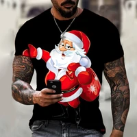 creative design t shirt mens santa claus tree snowman western 3d printing large size round neck casual shirt 6xl