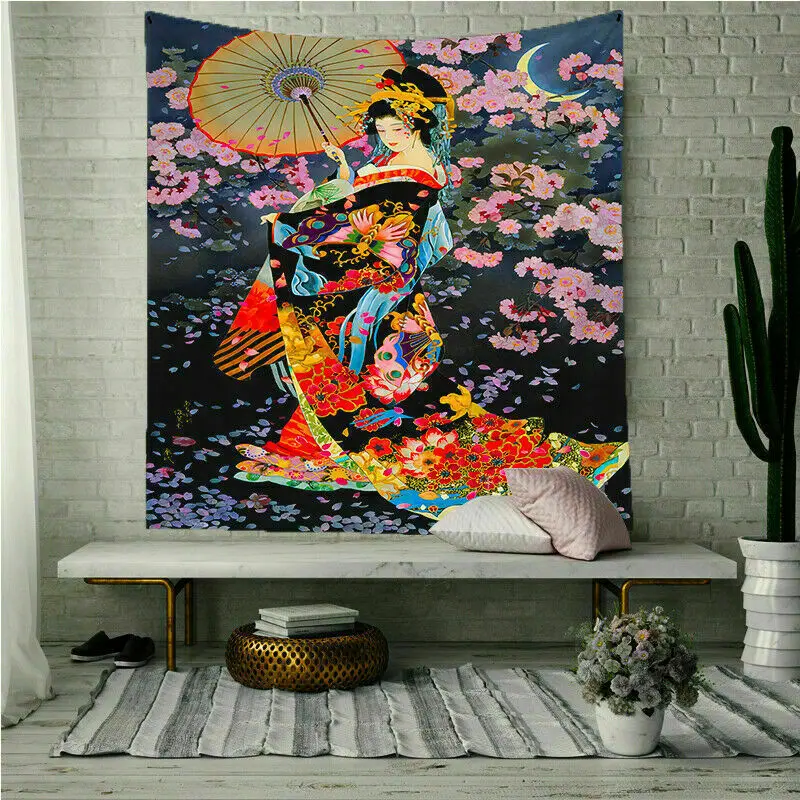 

Hippie Japan Women Tapestry Room Wall Hanging Throw Tapestry Home Bedspread Deco