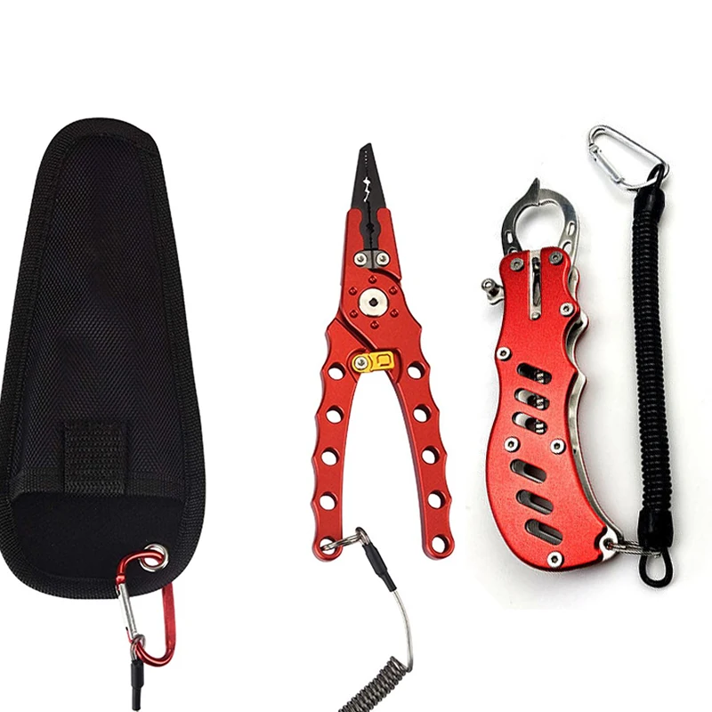 

Aluminum Fishing Pliers Hook Removers Lure Pliers Fish Holder Lip Grabber Gripper, Hollow design with attribute latch