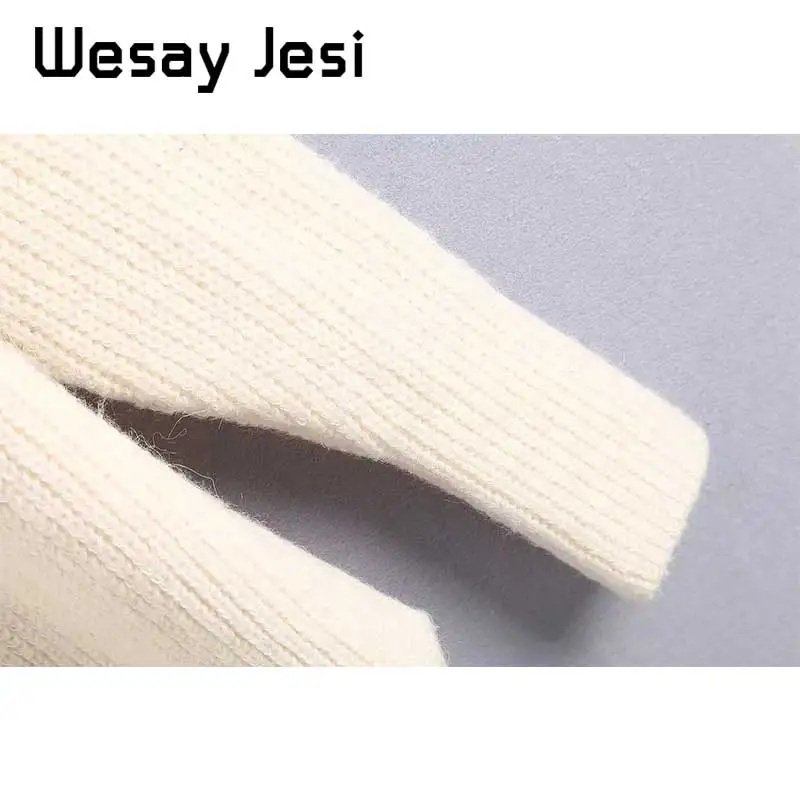 Женский трикотажный свитер с высоким воротником однотонный повседневный