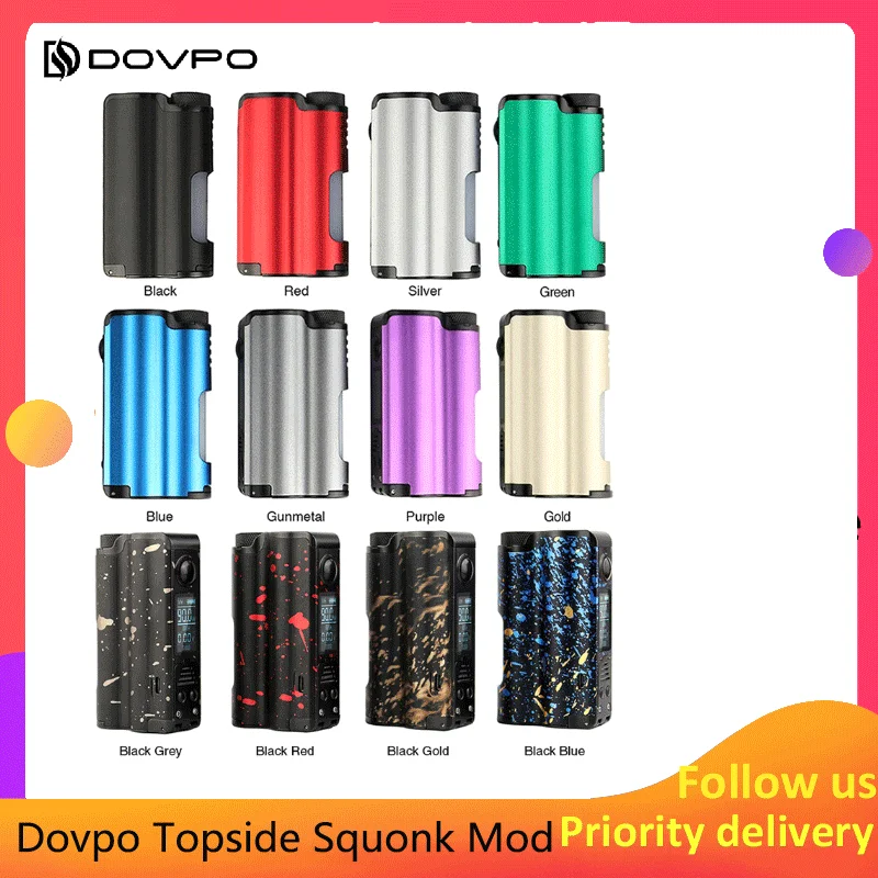 Оригинальный Dovpo Topside Squonk Mod 90 Вт Топ Заполнение с 10 мл бутылка питание от одного