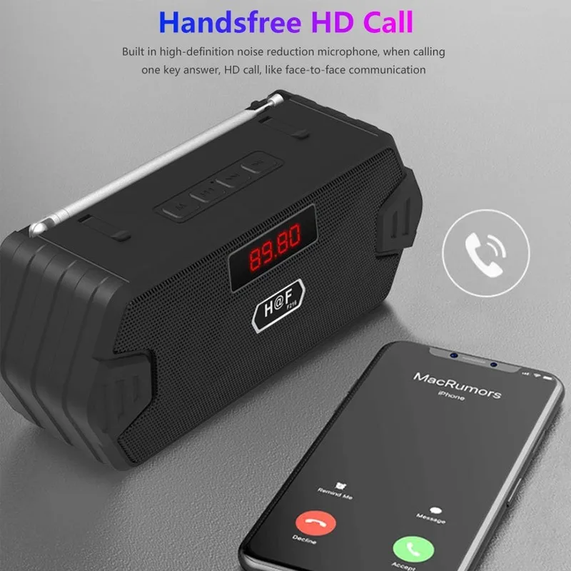 

Portable FM Radio & Bluetooth 5.0 Wireless Speaker MP3 Subwoofer Outdoor Loudspeaker AUX USB Bass Music Box Support TF/SD Card