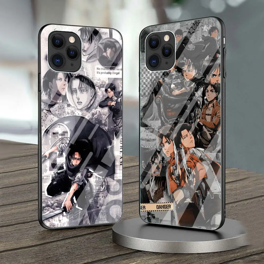 

Phone Case for iPhone 11 Pro Shell for iPhone 12 Pro Max X XR XS 7 8 Plus SE 2020 Glass Funda Cover Japanese attack on Titan