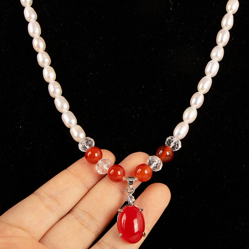 Ожерелье из натурального жемчуга Агатовая цепочка серебра 925 пробы 6 мм - купить