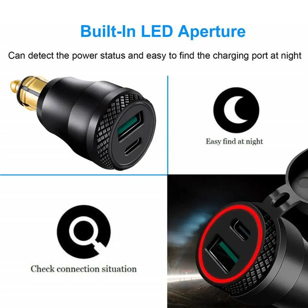 Водонепроницаемое зарядное устройство PD Type C + USB QC 3 0 быстрое для мотоциклов BMW DIN