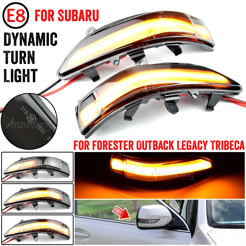 2x Flowing LED Turn Signal Indicator Lights for Subaru Impreza wrx sti sedan 2011 Tribeca 07-14 Rearview Side Mirror Light Lamp
