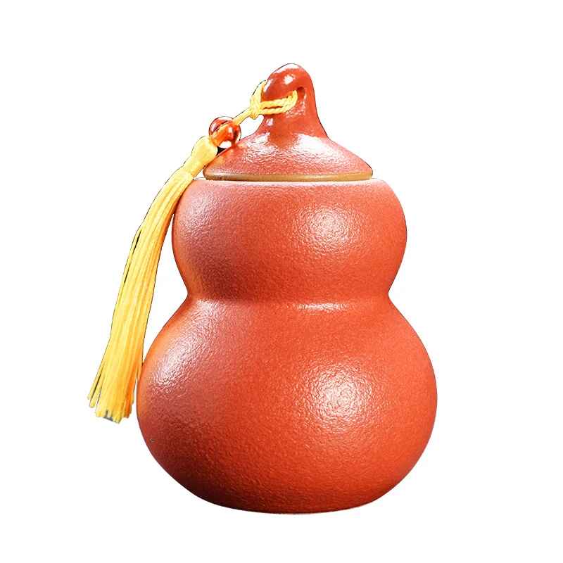 

Chinese Ceramic gourd Tea Caddy Portable Sealed Jar travel Tea Caddy Storage Spice Tea Boxes Candy storage tank Home Accessories